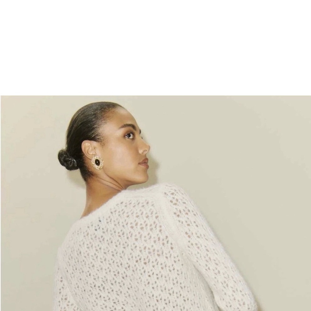 Reformation Cream Open-Knit Mohair Cardigan - Picture 4 of 9